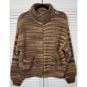 Loft Women's Acrylic Blend Pocket Fall‎ Full Zip Fuzzy Sweater Size L